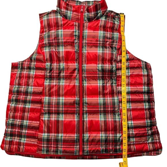 Lands End Sz 1X Vest Red Puffer Plaid Women's - Picture 4 of 5